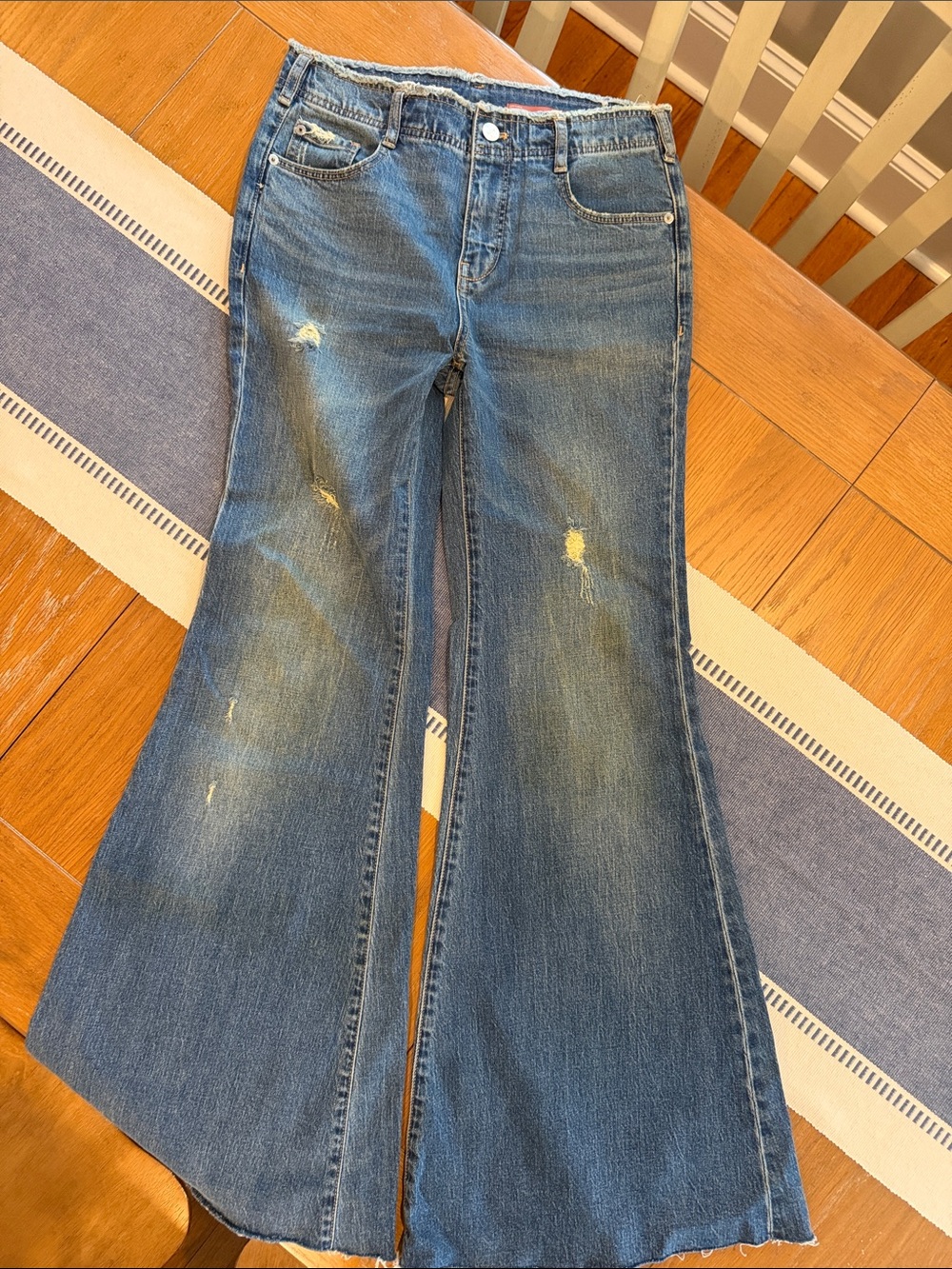Pilcro Extreme Flare Leg Jeans in Faded Blue Denim